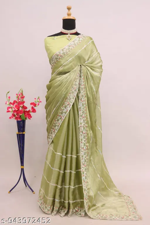 Jimmy Chuu Lehriya Green Saree