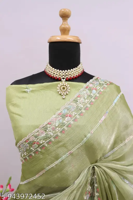 Jimmy Chuu Lehriya Green Saree
