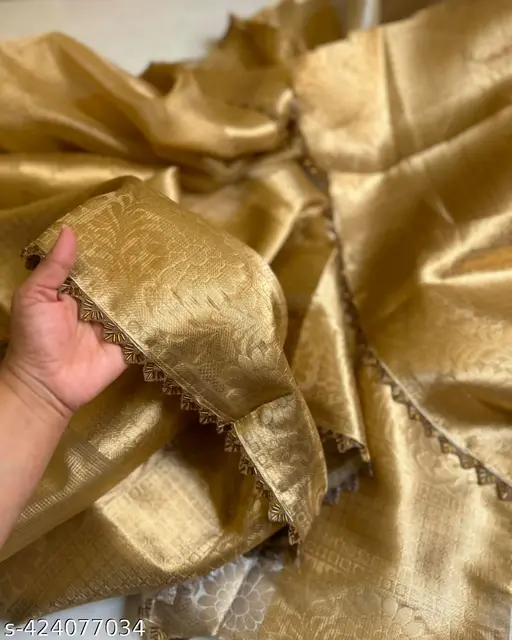 kanchi tissue zari saree with lace border