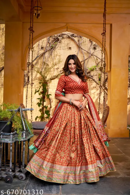 Iconic Sparkle Tussar Silk Lehenga with Lace Border