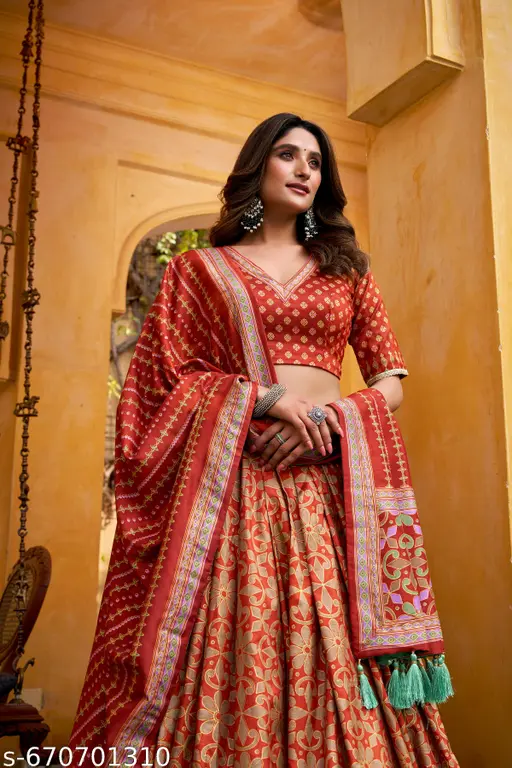 Iconic Sparkle Tussar Silk Lehenga with Lace Border