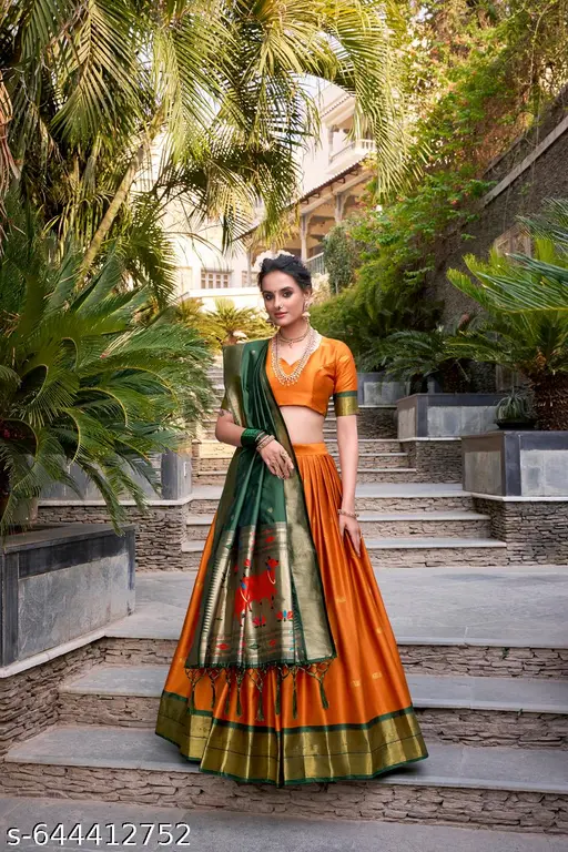 Festive Glow Jacquard Silk Chaniya Choli Adorned With Zari Weaving