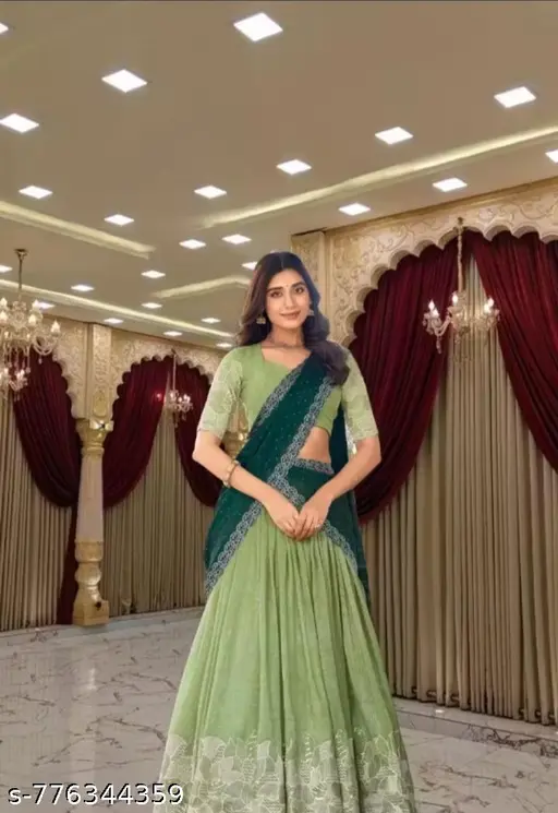 VH Shop's Embroidered Sequinned Ready to Wear Lehenga &amp; Unstitched Blouse With Dupatta