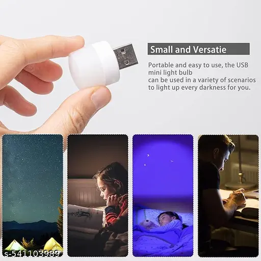 Mini USB Led Light | Plug in Night Light Bulb | USB Light for Laptop | Portable USB Led Lamp | Portable Car Bulb for Bedroom Bathroom &amp; Kitchen Use (4 Pcs) | Plastic, White