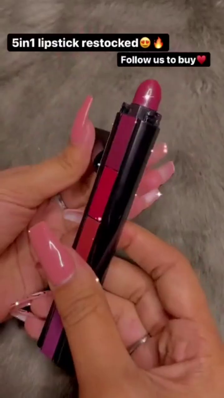 5-in-1 Lipstick Set, Matte Finish, Multi-Shade Red and Pink Tones, Long-Lasting Lip Colour
