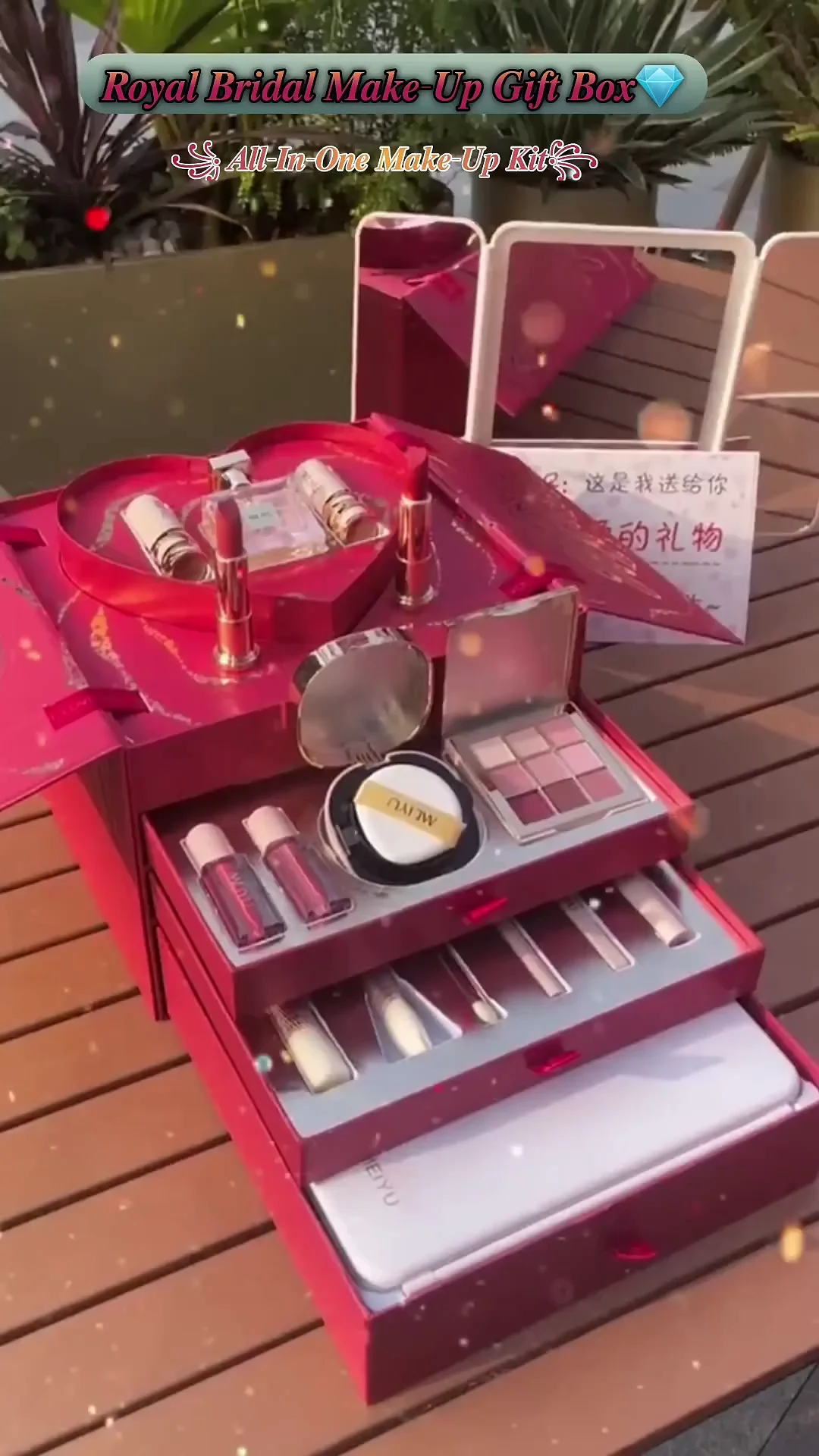 NFI Essentials Makeup Organizer Box Makeup Kit Box Makeup Vanity Box Cosmetic Box for Women Bridal Makeup Storage Box for Beauty and Jewellery Case