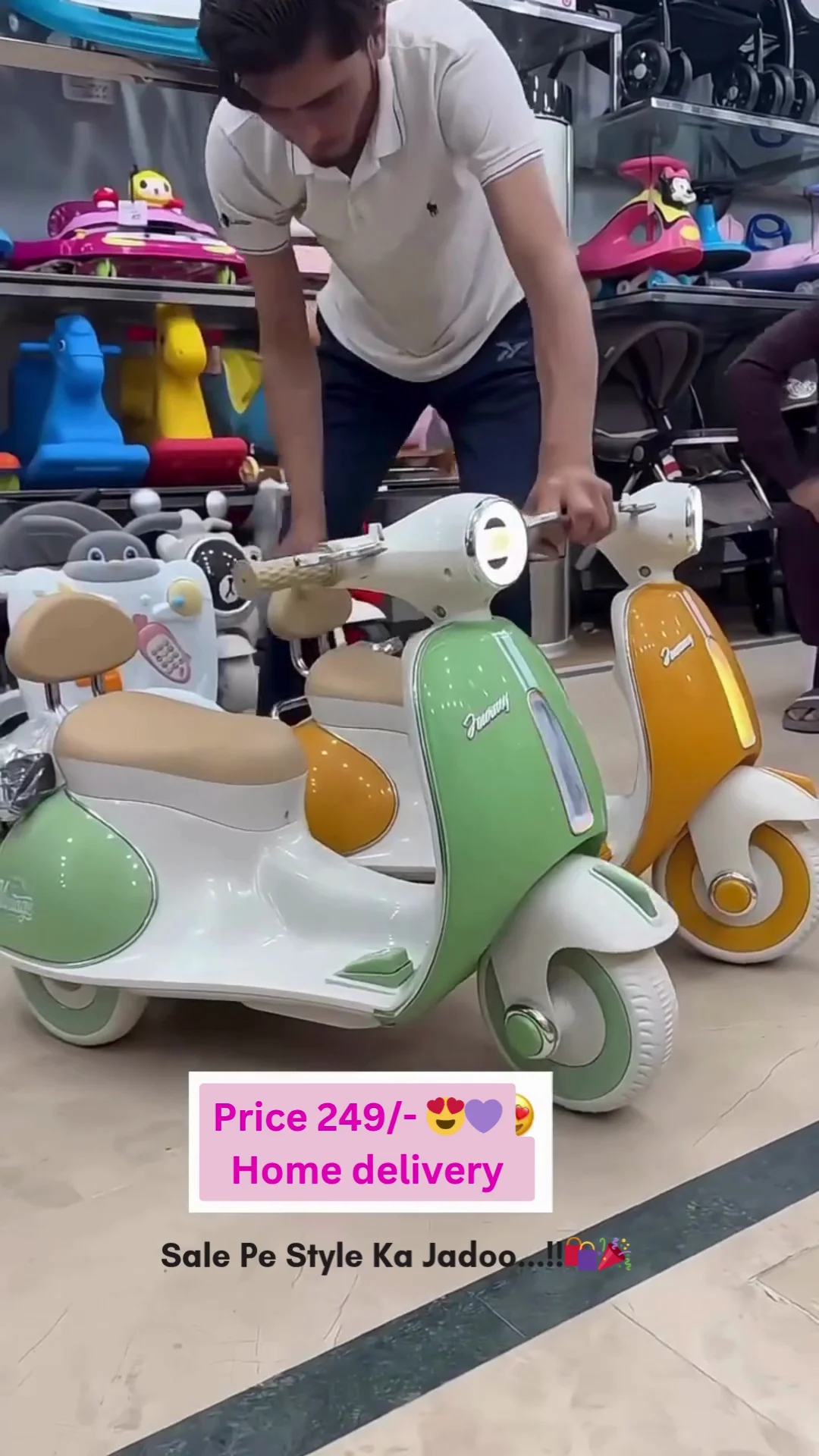 Baybee Vintage Battery Operated Bike for Kids, Ride on Toys Kid Scooty with Light & Music | Baby Rechargeable Battery Bike | Electric Bike for Kids to Drive 1 to 5 Years Boys Girl (Green)