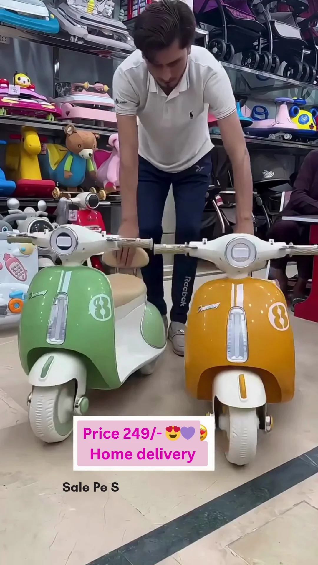Baybee Vintage Battery Operated Bike for Kids, Ride on Toys Kid Scooty with Light &amp;amp; Music | Baby Rechargeable Battery Bike | Electric Bike for Kids to Drive 1 to 5 Years Boys Girl (Green)