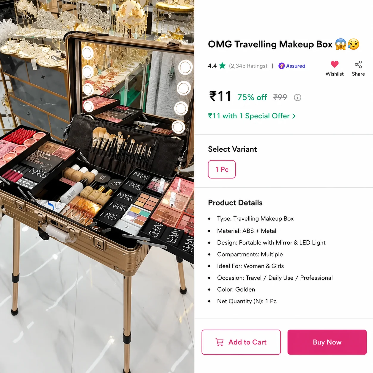 Faquenc 24&amp;amp;#039;&amp;amp;#039; Aluminum Trolley Rolling Makeup Train Case with LED Light Mirror Professional Cosmetic Travel Box with Bluetooth Speaker Make up Cosmetic Organizer Studio Nail Salon Beauty Vanity Pink