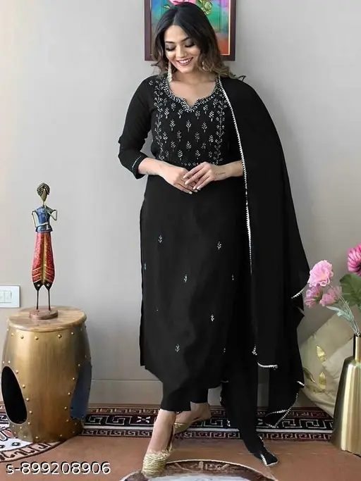 Premium Women’s Embroidered Kurta with Pant &amp;amp; Dupatta Set | Festive Wear Suit Set