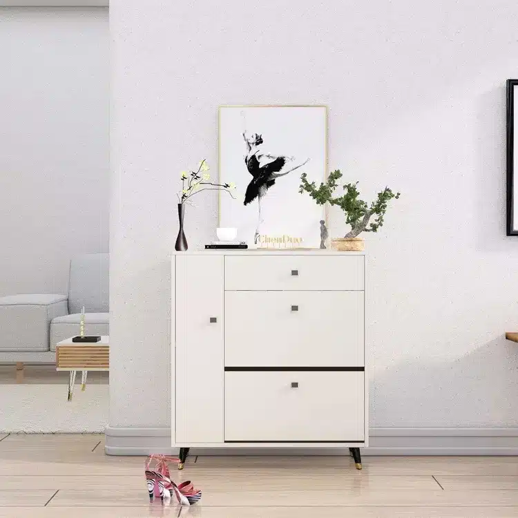 Storage Cabinet with Flip Drawer &amp; Organizer